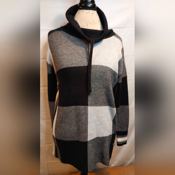 T By Talbots Buffalo Plaid Crew Neck Tunic Sweater Size PS Oversized NWT Cotton - Picture 1 of 12